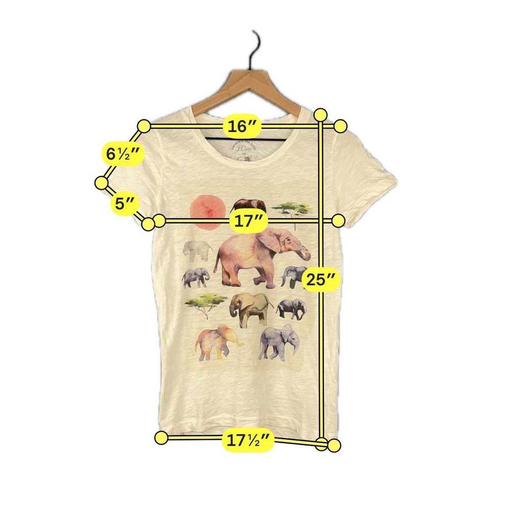 J.Crew T-Shirt Womens XS Cream Elephant Graphic David Sheldrick Wildlife Trust - Picture 4 of 6